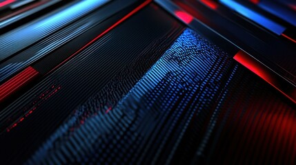 Poster - Dynamic game themed background with black, blue and red colors, abstract lines, wallpaper AI generated image