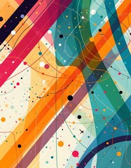 Poster - abstract background with interweaving of colored lines and dots, subject positioned at the top with ample copy space at the bottom, high quality photo photo.