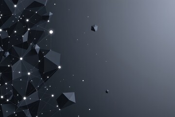 Fototapete - abstract polygonal space low poly dark background with connecting dots and lines connection structure