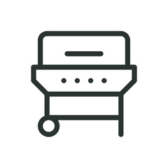 Poster - bbq grill line icon, gas barbecue grill vector symbol with editable stroke