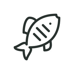 Poster - grilled fish line icon, grill fish vector symbol with editable stroke
