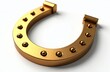 © Vadym - Metallic 3D casino horseshoe with golden decor on white background. Symbol of good luck charm, fortune, gambling, prosperity. Shiny gold color lucky charm sign, success concept.