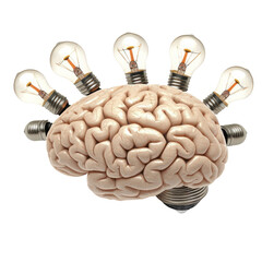 Poster - Innovative brain with light bulbs symbolizes creativity and ideas. This represents fusion of intellect and inspiration, showcasing power of thought and innovation