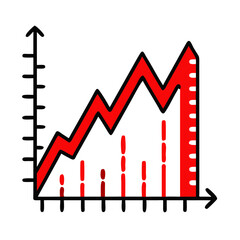 Poster - Red area chart, growth graph, data visualization, for presentations