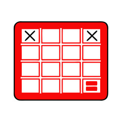 Poster - Red grid table with icons, for app design