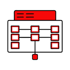 Aufkleber - Data table structure, red and white, for database design