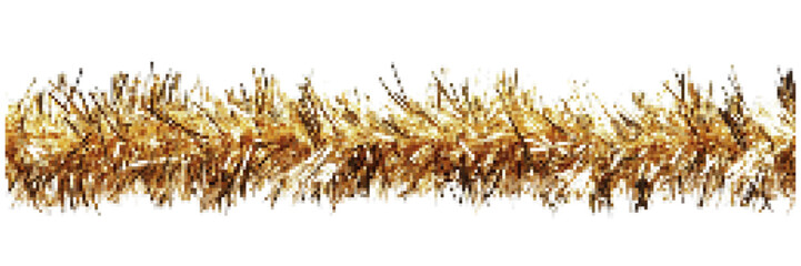 Poster - Shiny golden tinsel garland on a white background, perfect for festive decorations during celebrations and holidays