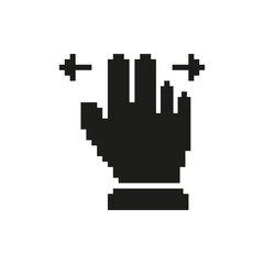 Fototapete - Pixelated Hand Cursor Icon. Symbol of Interaction, Navigation, and Control. Retro Gaming And User Interface Design. Isolated Vector Illustration