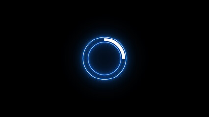 Fototapete - Glowing neon circle indicating progress or loading against a dark background suitable for modern website design technology concepts.