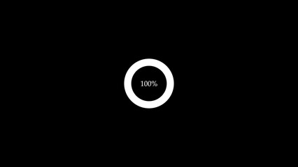 Fototapete - 100 percent completion circle graphic representing achievement progress loading or processing displayed against a black background.