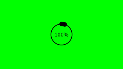 Fototapete - A simple vector graphic illustrating a complete progress bar at one hundred percent completion on a vibrant green background for digital applications and websites.