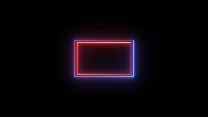 Poster - Futuristic neon frame glowing with red and blue colors against a black background representing modern technology or digital interface