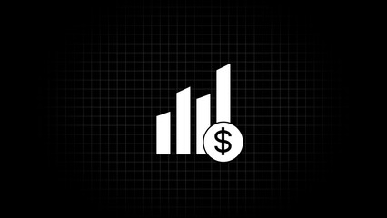 Poster - Financial growth illustration with bar chart and dollar sign simple and minimalist icon design on a black background conceptualizing finance and investment