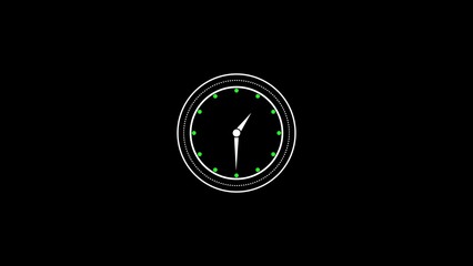 Fototapete - Minimalist clock design on black background indicating time abstract concept creative digital art graphic illustration with white and green elements