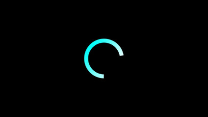 Fototapete - Animated loading circle in a teal gradient on a black background demonstrating progress and waiting for digital actions