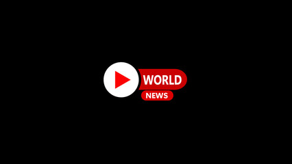 Poster - World news play button icon design against black background perfect for media broadcasts and online news streaming channels worldwide