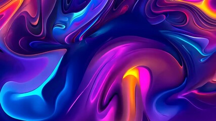 Poster - Colorful shapes intertwine creating an engaging abstract design with dynamic movement and rich colors showcasing creativity and depth