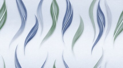 Poster - Abstract Blue and Green Leaf Pattern - Elegant design featuring abstract blue and green leaves on a light gray background. Perfect for various design projects