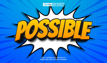 Poster - Editable 3d text style effect - Possible Comic Message text effect Template