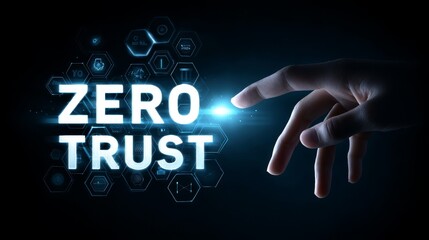 Poster - Secure Access: Zero Trust Framework - Cybersecurity, data protection, network security, identity verification, risk mitigation. Symbolizing trust, security, innovation, control, and protection