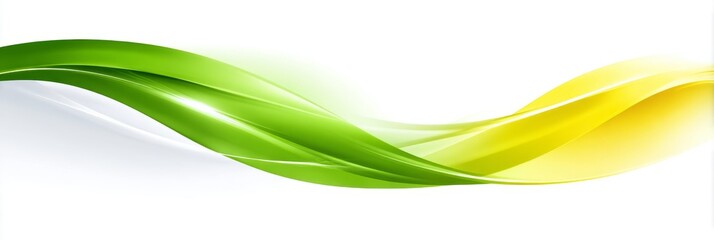 Poster - Vibrant Yellow and Lime Green Abstract Wave - Abstract art depicting flowing lime green and yellow waves on a white background. Symbolizing growth, energy, nature, harmony, and fluidity