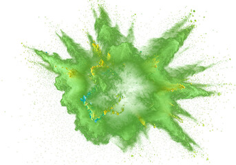Poster - Green powder explosion on a white background. Abstract illustration. transparent background