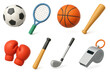 © Igor - 3d set of simple sports icons. athletic equipment and workout symbol collection