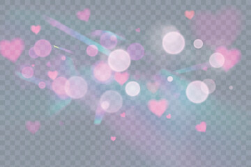 Poster - Background Overlay Soft pink hearts with romantic glow on transparent background. Used in Valentine's Day themed visuals, dreamy overlays and emotional design elements.