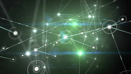 Aufkleber - Soft pulsing node sparking network growth, green-blue flares sliding, burst revealing network