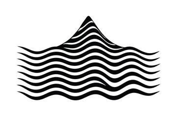 Poster - Abstract black and white wave silhouette mountain design