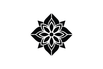 Poster - Elegant black silhouette flower mandala design