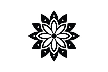 Poster - Elegant black silhouette flower mandala design