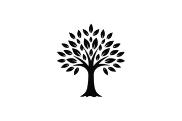 Poster - Elegant black silhouette tree logo design nature icon