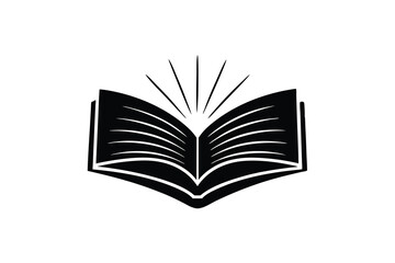 Poster - Open book silhouette with radiant light knowledge wisdom