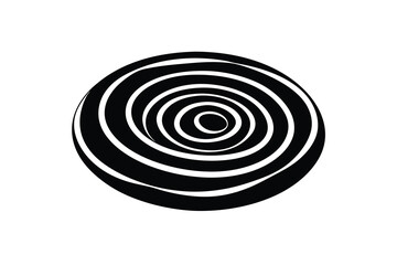 Poster - Abstract black and white concentric circles silhouette design