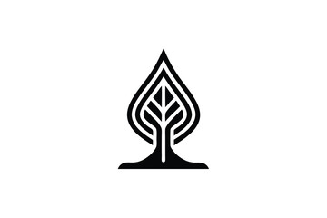 Poster - Abstract black silhouette tree leaf nature logo design