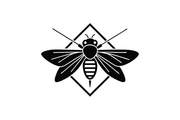 Poster - Elegant black silhouette bee insect logo design