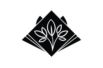 Poster - Elegant black silhouette plant logo design minimalist