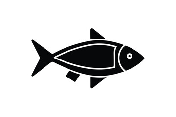 Poster - Simple black fish silhouette icon graphic design