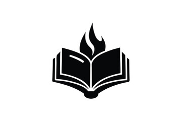 Poster - Open book silhouette with burning flame on top