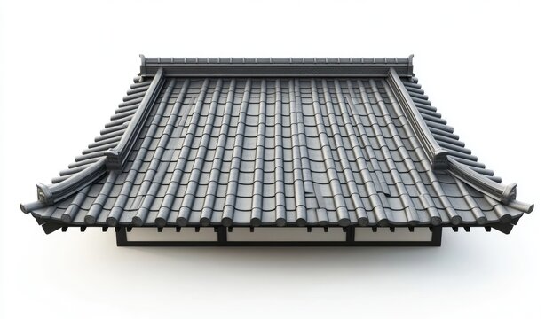 Gray tiled roof, Asian style, flat top view