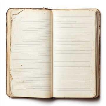 Open vintage notebook with aged pages
