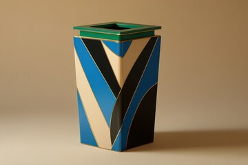 Poster - Colorful geometric vase displayed on a neutral background highlighting modern design elements and vibrant hues