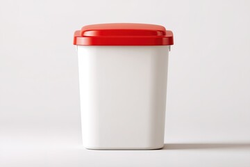 Poster - Stylish trash bin with a red lid for modern home organization and waste management