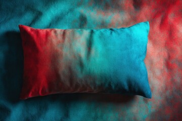 Poster - Colorful gradient cushion rests on a textured background creating a cozy atmosphere in a living space
