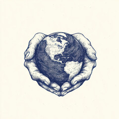 Wall Mural - Hands holding planet earth. Earth Day theme background wallpaper.