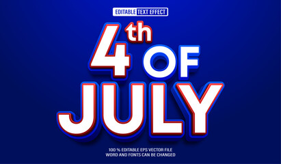 Poster - Editable 3d text style effect - Fourth Of July  text effect Template