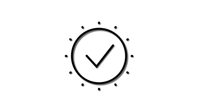 Check mark text icon black color 4k illustration. White background Check mark 4k illustration.