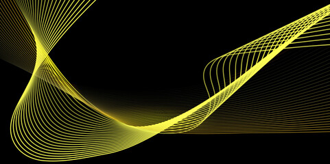 Poster - Dark abstract background with a glowing yellow waves, abstract background.
