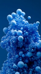 Poster - Abstract 3D Blue Spheres Cascade, Fractal Like Structure on Blue Background with Detailed Texture